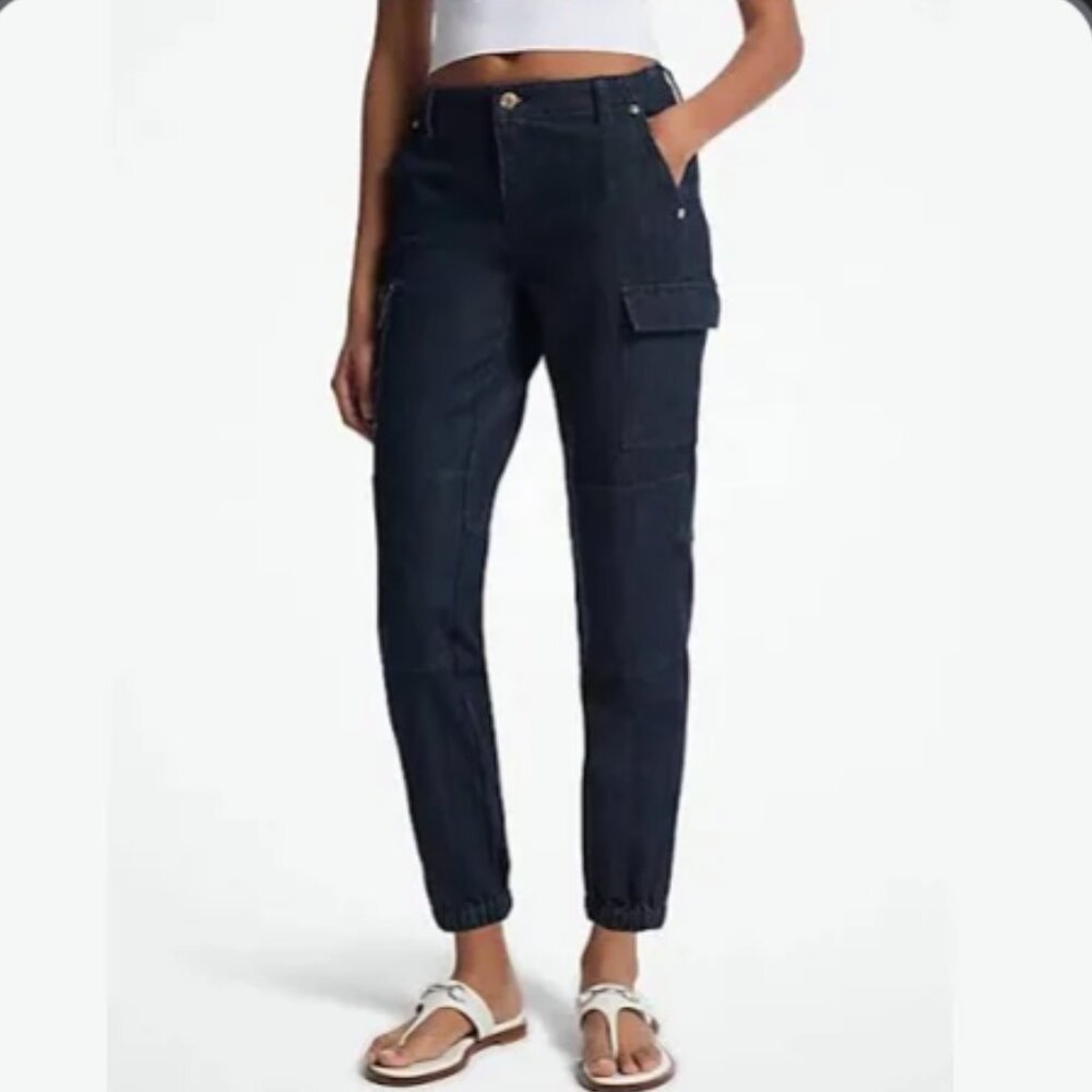 NWOT - MICHAEL KORS Washed Stretch Denim Cargo Jeans